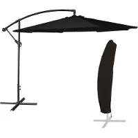 Happy Garden Parasol déporté OAHU rond 3,50m de diamètre noir + housse