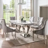 Xl Moebel Gmbh Table à manger Moderne Salle à manger Salon Cuisine Tables Design Table en acier inoxydable Métal