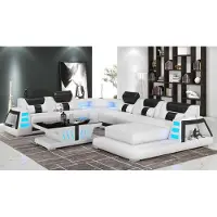 JV Möbel Canapé Contemporain D’Angle En U Blanc Salon En Cuir