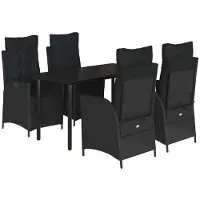 Syfax Ensemble à manger de jardin coussins 5pcs Noir Résine tressée