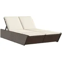Syfax Chaise longue double avec coussins marron résine tressée