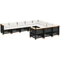 Syfax Salon de jardin 10 pcs avec coussins noir résine tressée