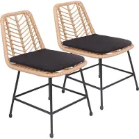 Happy Garden Lot de 2 chaises en rotin synthétique avec coussins OKA