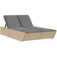 Syfax Chaise longue double avec coussins beige résine tressée