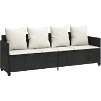 Syfax Chaise longue avec coussins noir résine tressée