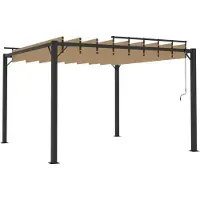 DKD Home Decor Tonnelle avec toit à persienne 3x3 m Taupe Tissu et aluminium