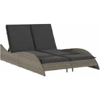 Syfax Chaise longue avec coussins gris 114x205x73 cm résine tressée