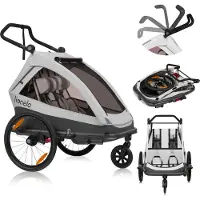 Lionelo remorque pour enfant Cama produit 2 en 1 remorque de vélo et poussette, le produit grandit avec l'enfant jusqu'à l'âge de 6 ans - Gris