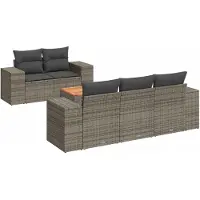 Syfax Salon de jardin 6 pcs avec coussins gris résine tressée