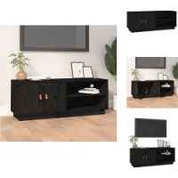 vidaXL Meuble TV Noir 105x34x40 cm Pin massif - Meubles TV