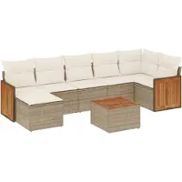 vidaXL Ensemble de jardin canapé 8 pièces avec coussins Beige Poly Rattan