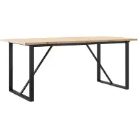 Syfax Table à manger cadre en O 180x90x75,5 cm bois pin massif acier