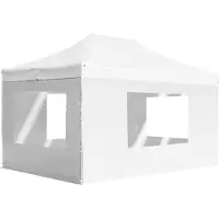 Syfax Tente de réception pliable avec parois Aluminium 4,5x3 m Blanc