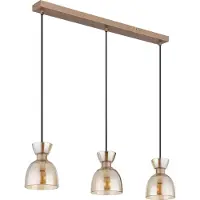 Globo Suspension, métal, verre, ambre, hauteur à raccourcir, L 56 cm