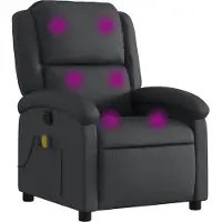 Syfax Fauteuil de massage inclinable noir cuir véritable