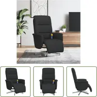 The Living Store Fauteuil de massage avec repose-pieds Noir Tissu