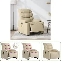 The Living Store Fauteuil de massage électrique Crème Tissu