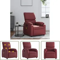 The Living Store Fauteuil de massage en simili cuir rouge vin