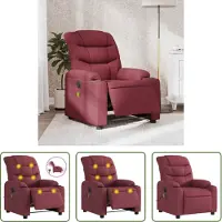 The Living Store Fauteuil de massage électrique vin rouge tissu