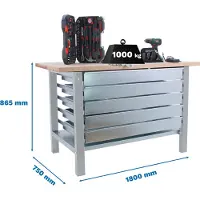 Simon Rack Etabli Simonwork Bt6 Pro Laminate 5box 1800 Gris/hêtre Gris/hêtre 865x1800x750 -
