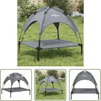 The Living Store Lit pour chien avec toit Anthracite Tissu Oxford et acier