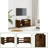 The Living Store Armoire TV chêne fumé 80x35x40 cm bois composite