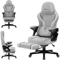 Huzaro Force 4.6 Grey | Chaise de jeu PC Chaise de bureau ergonomique | Repose-pieds Fonction bascule Appuie-tête réglable Dossier | jusqu'à 130 kg