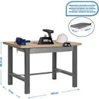 Simonwork (bancos De Trabajo) Etabli Simonwork Bt6 Mdf 1box 1800x750 Gris/bois Gris/mdf 865x1800x750 -