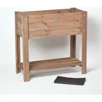 Homescapes Potager surélevé en bois avec tablette - marron, hauteur 78 cm