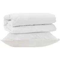 vidaXL Ensemble de couettes avec oreillers, 2 pièces, blanc, microfibre