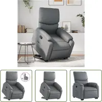The Living Store Fauteuil relax avec releveur Gris Similicuir