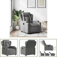 The Living Store Fauteuil relax gris foncé Tissu