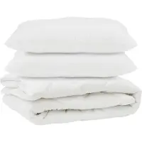 vidaXL : Ensemble de couettes avec oreillers, 3 pièces, blanc, microfibre
