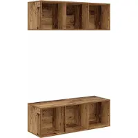 Syfax Ensemble meuble TV 2 pcs Bois Ancien 37 x 37 x 107 cm