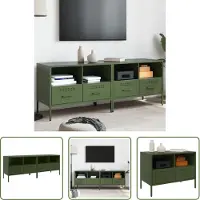 The Living Store Armoires TV 2 pcs. Vert olive 68x39x50,5 cm Acier laminé à froid