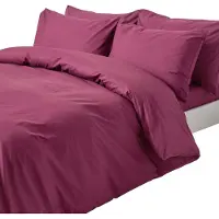 Homescapes Literie bordeaux prune densité de fil 200, 200 x 200 cm
