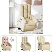 The Living Store Fauteuil de massage électrique avec releveur Crème Tissu