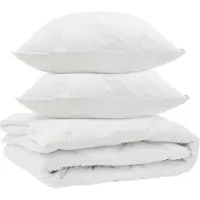 vidaXL Couette toute l'année avec oreiller 3 pcs blanc microfibre