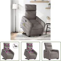 The Living Store Fauteuil de massage électrique avec releveur Taupe Tissu
