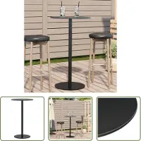 The Living Store Table de jardin ronde noire Ø60x105 cm Acier