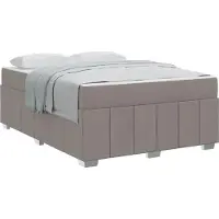 Syfax Cadre de lit avec matelas Taupe 140 x 200 cm tissu