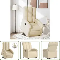 The Living Store Fauteuil relax avec releveur Crème Tissu