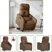 The Living Store Fauteuil de massage avec releveur Marron Tissu
