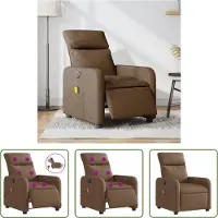 The Living Store Fauteuil de massage électrique Marron Tissu
