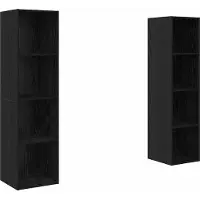 Syfax Ensemble meuble TV Montage mural 2 pcs Noir 37 x 37 x 142,5 cm