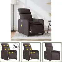 The Living Store Fauteuil de Massage Électrique Tissu Marron Foncé