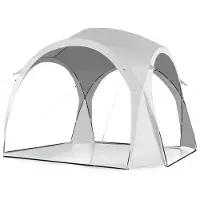 Costway Tente de réception Pavillon blanc, Tente de jardin Pavillon de plage Protection solaire UPF50+, Tente de terrasse pour 6-8 personnes Camping Plage 327x327x270cm