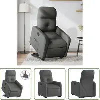The Living Store Fauteuil relax avec releveur Gris foncé Tissu