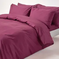 Homescapes Literie bordeaux prune densité de fil 200, 135 x 200 cm