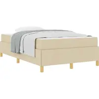 Syfax Cadre de lit avec matelas Crème 120 x 190 cm tissu